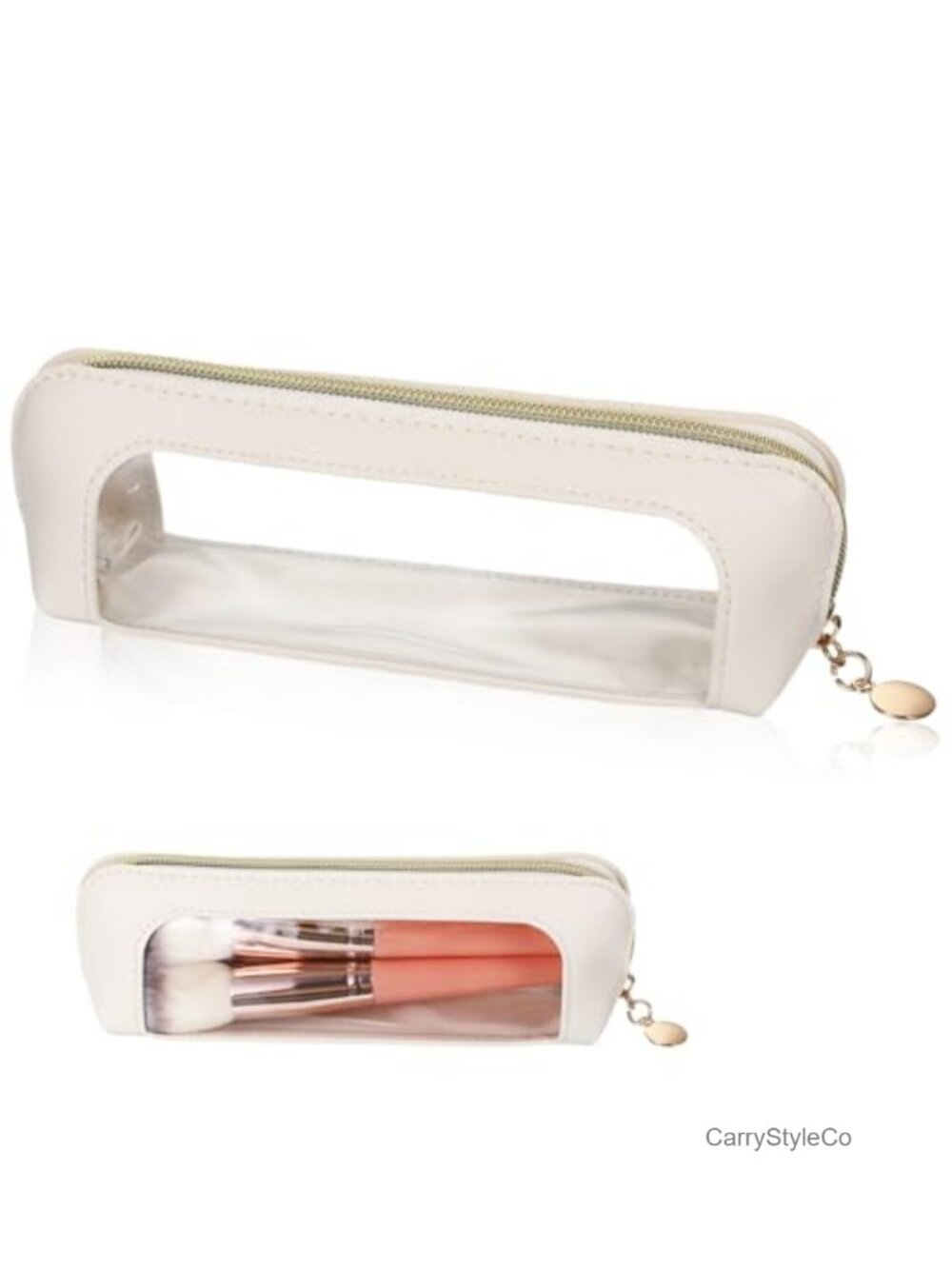 Clear PU Leather Makeup Pouch Waterproof Cosmetic Bag Travel Organizer